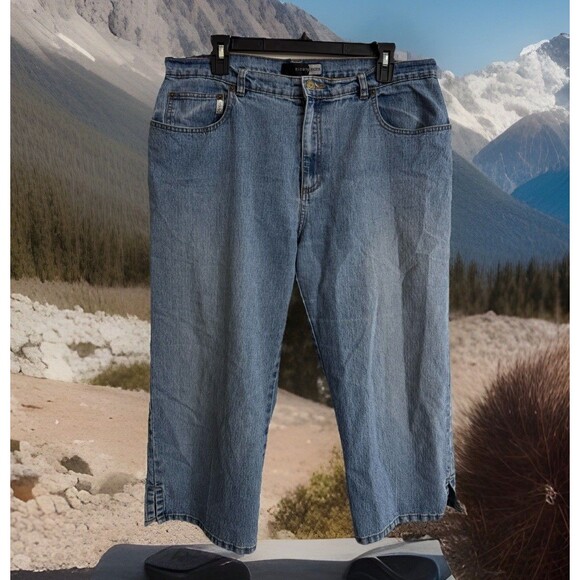 Y2K Ninety Brand Grannycore  Women’s Crop Jean Sz14 5 Pockets Embroidered  Baggy - Picture 6 of 6